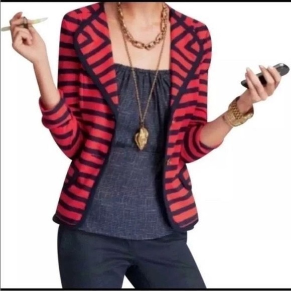 CAbi Au Revoir Yacht Club Red/Blue Striped Jacket Sz XS EUC - Picture 9 of 12